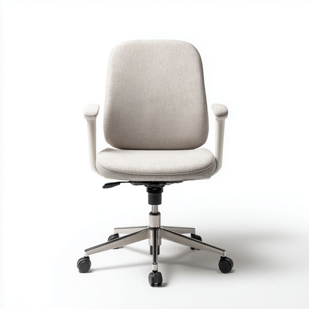 Sedia da ufficio in tessuto grigio con base in metallo