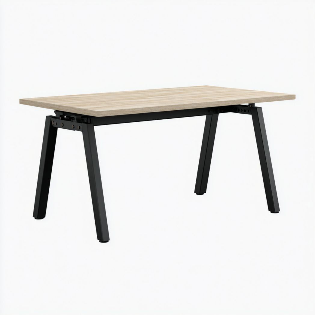 Tavolo con Piano in Legno Chiaro e Base in Ferro